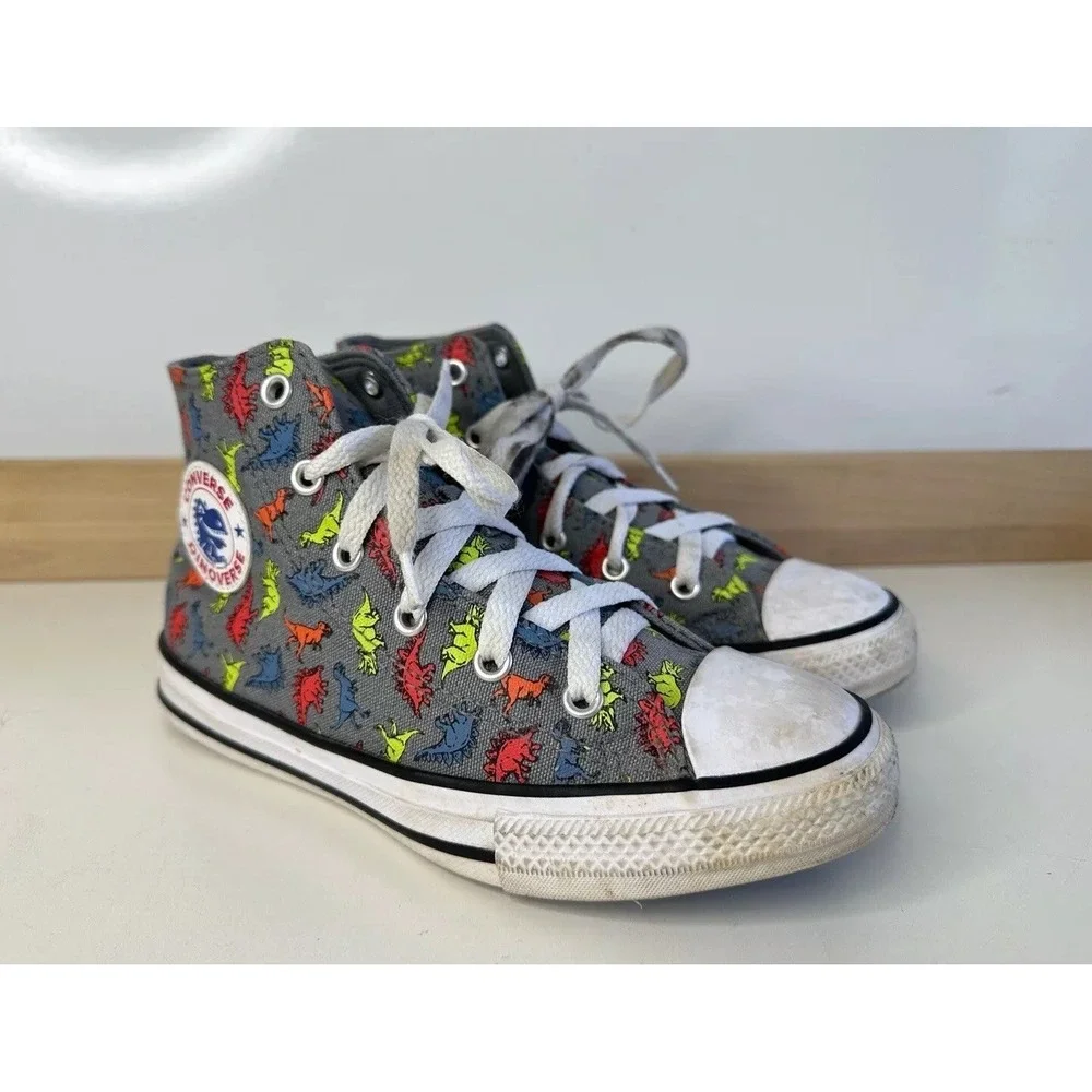 Converse Dinoverse Hi-Top Gray Dinosaur Shoes / Kid's Size 1.5